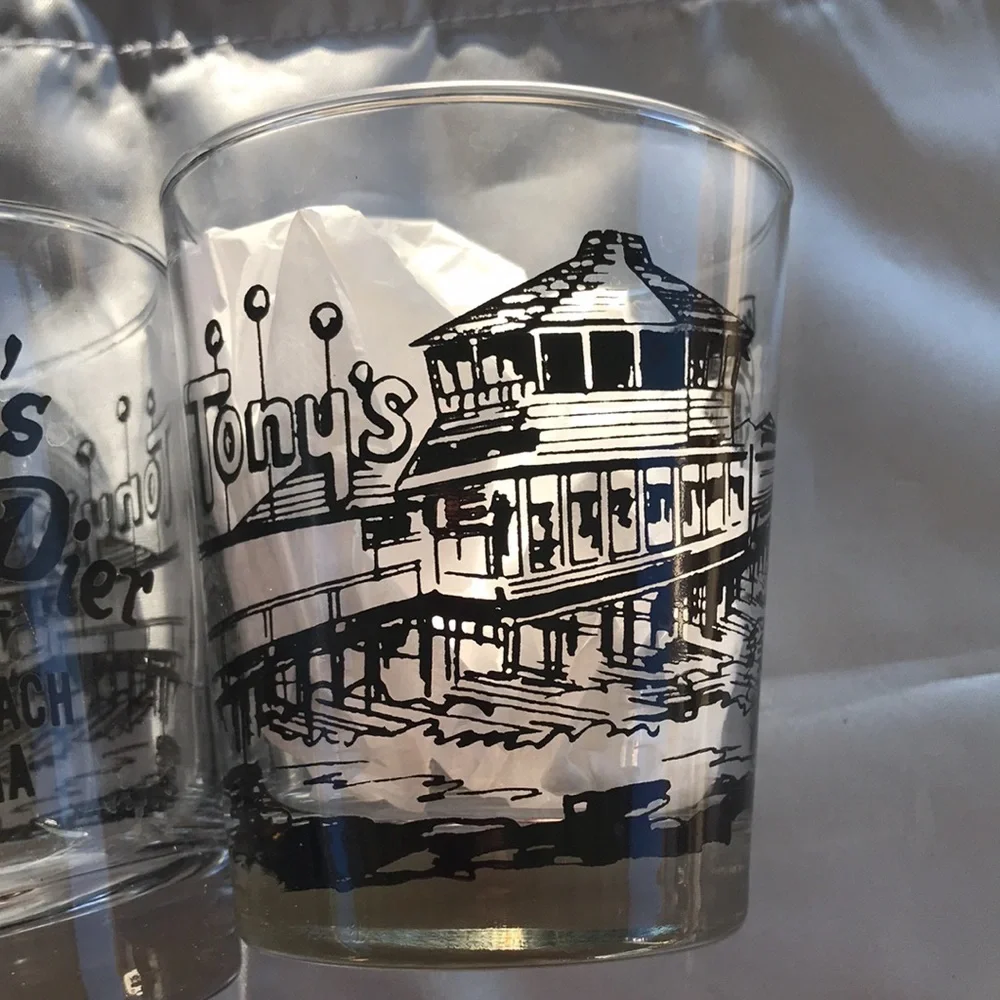 Vintage Tony's On The Pier Redondo Beach, California. On the Rocks Glass